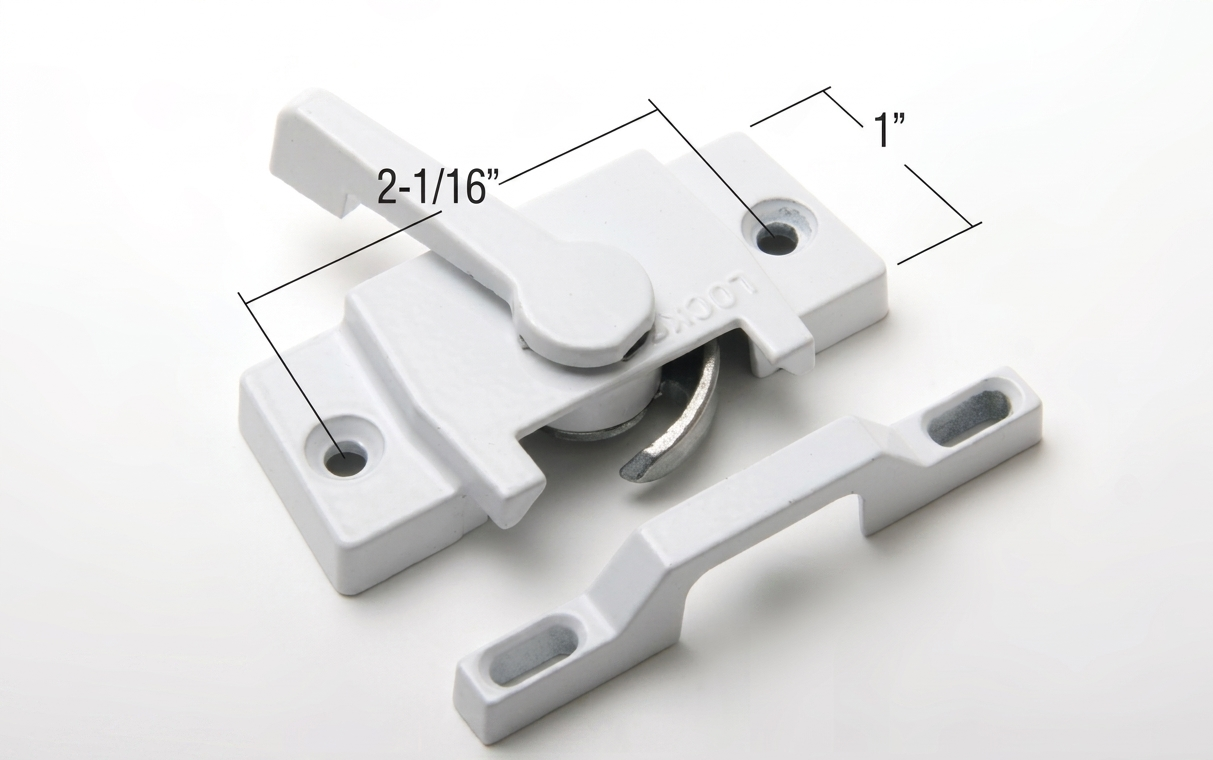 [F5-14] LOQUET À CAME BLANC + GÂCHE (TROU ''A'') POUR FENÊTRE
