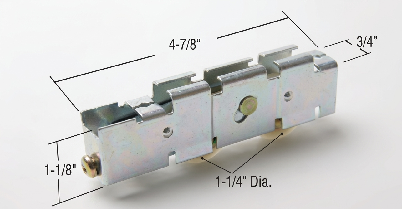 [P1-03] ROULETTE TANDEM À BILLES 1-1/4'' EN NYLON POUR PORTE PATIO