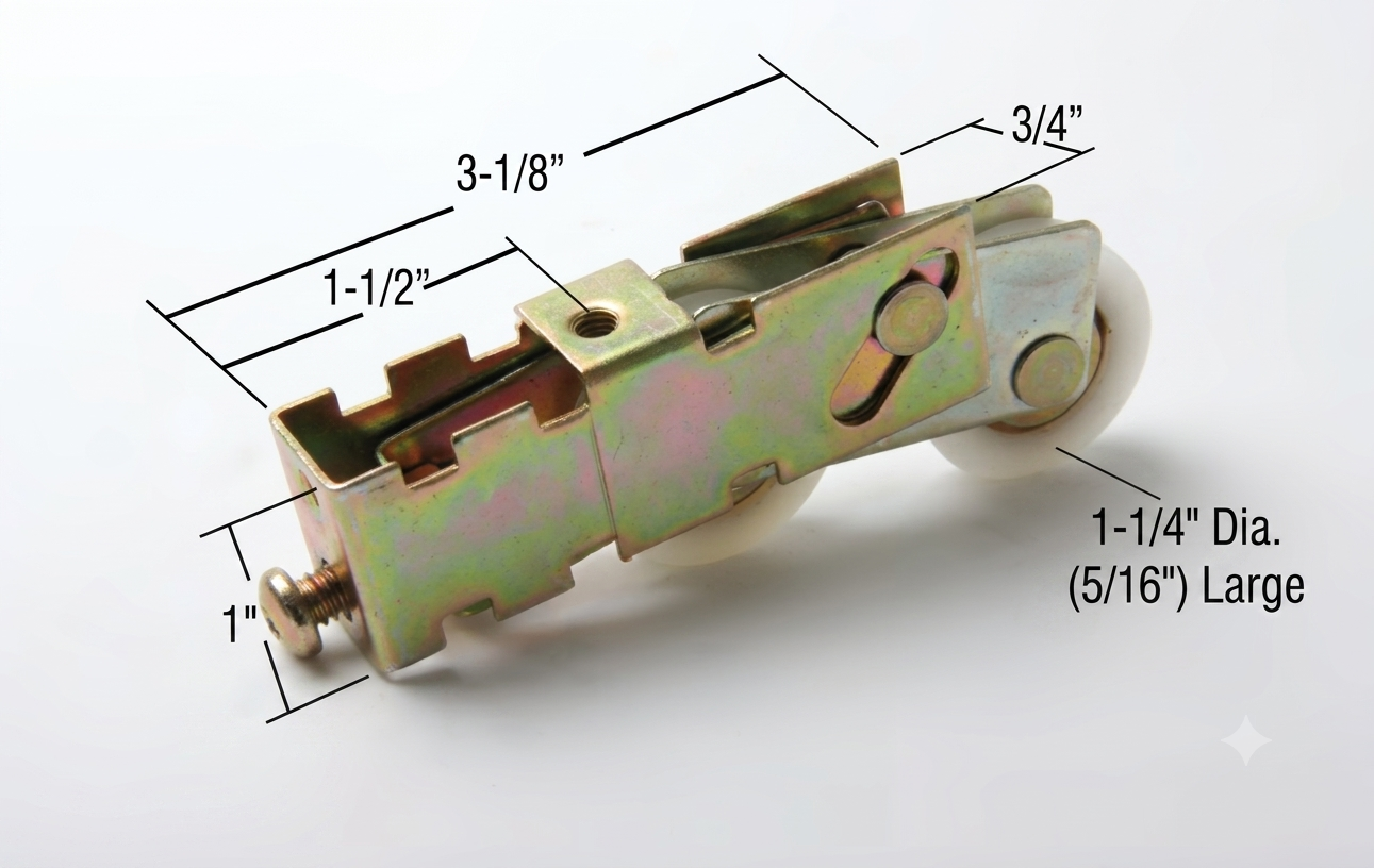 [P1-05] ROULETTE TANDEM À BILLES 1-1/4'' EN NYLON POUR PORTE PATIO