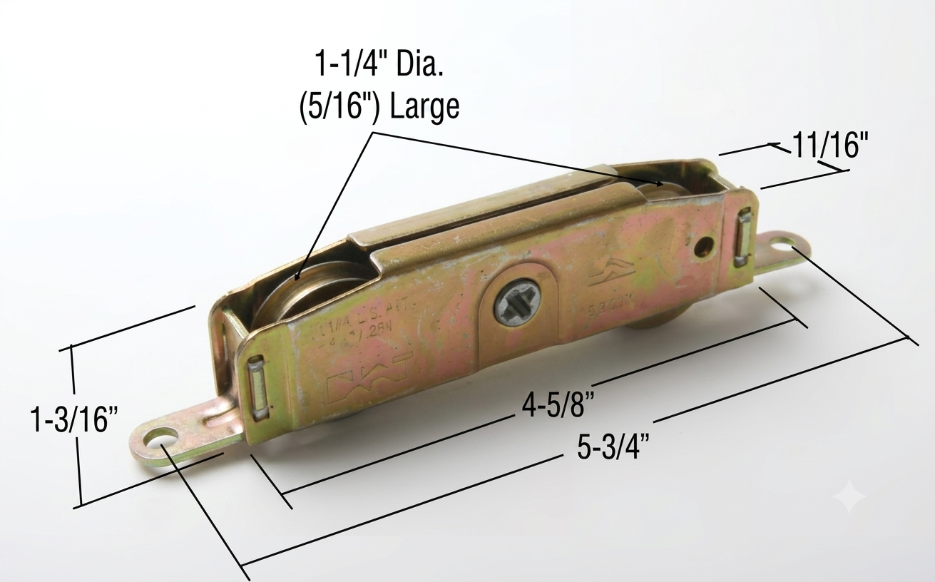 [P1-06] ROULETTE TANDEM À BILLES 1-1/4'' EN ACIER POUR PORTE PATIO