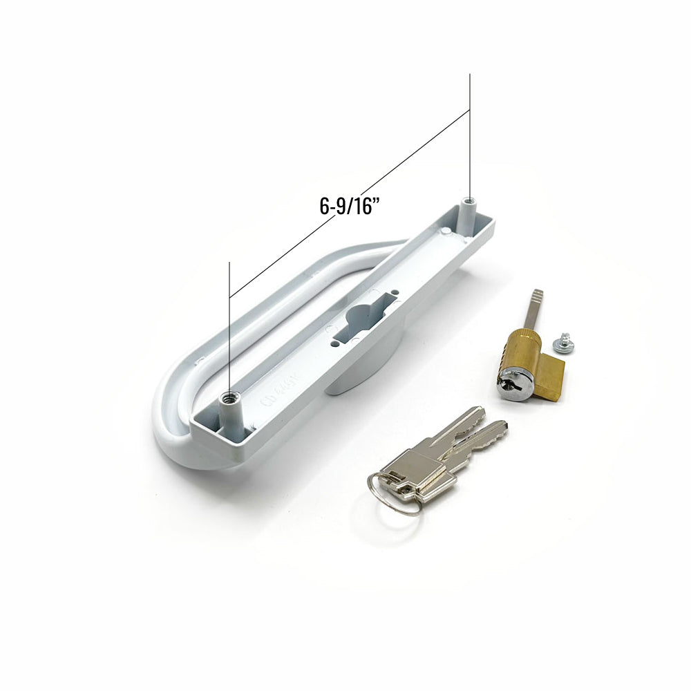 [P2-07] POIGNÉE EXTÉRIEUR AVEC SERRURE DE PORTE PATIO BLANCHE