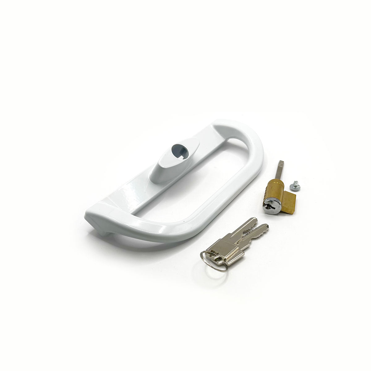 [P2-07] POIGNÉE EXTÉRIEUR AVEC SERRURE DE PORTE PATIO BLANCHE