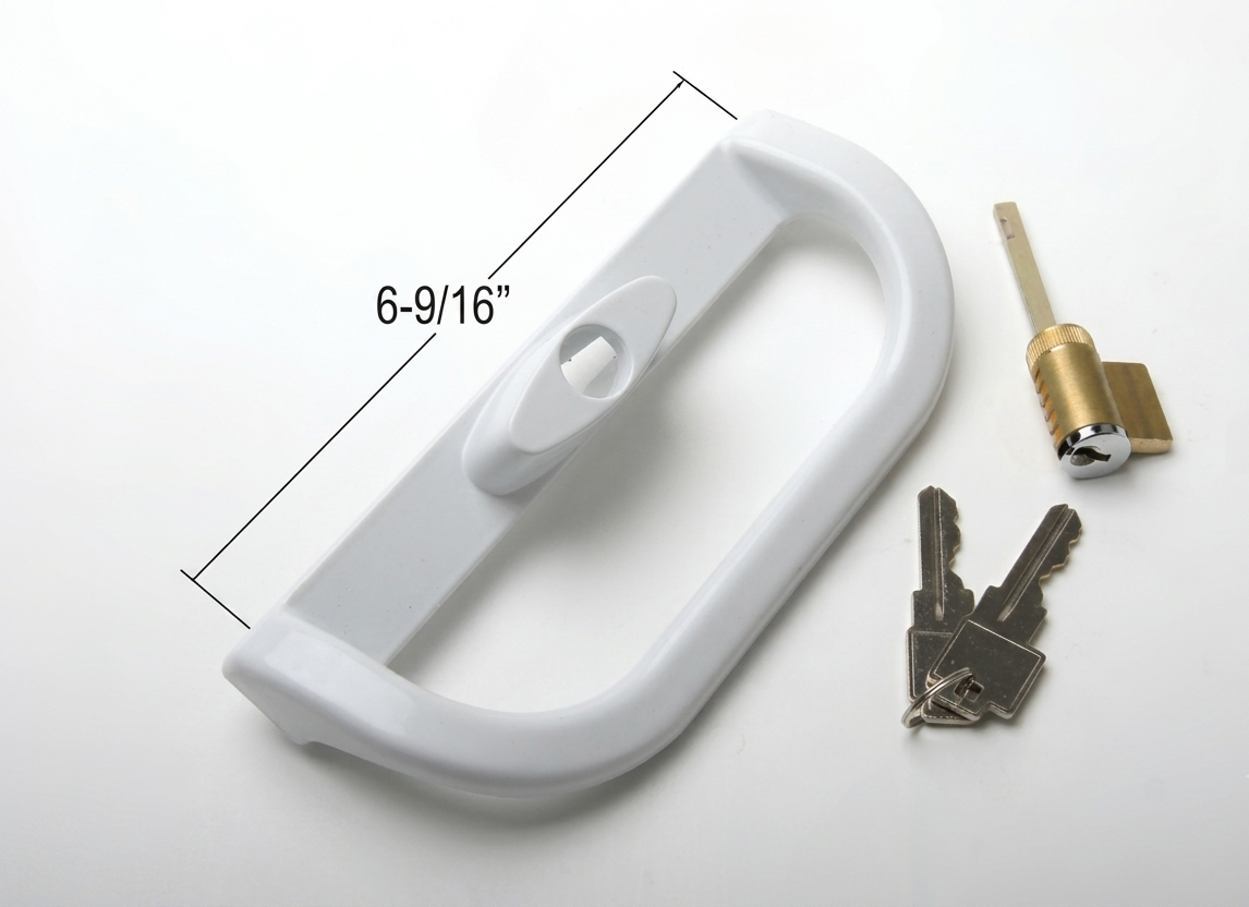 [P2-07] POIGNÉE EXTÉRIEUR AVEC SERRURE DE PORTE PATIO BLANCHE