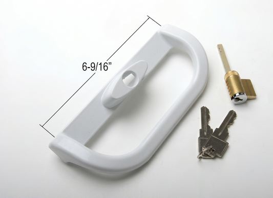 [P2-07] POIGNÉE EXTÉRIEUR AVEC SERRURE DE PORTE PATIO BLANCHE